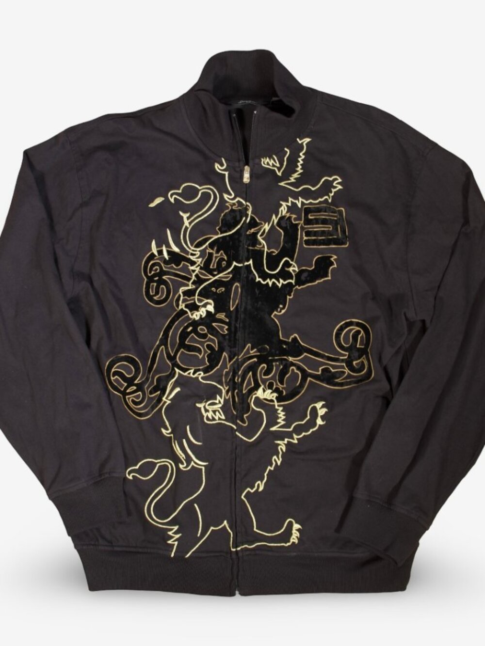 Y2K Sean John Embroidered Velvet Zip Up Light Bomber Vest